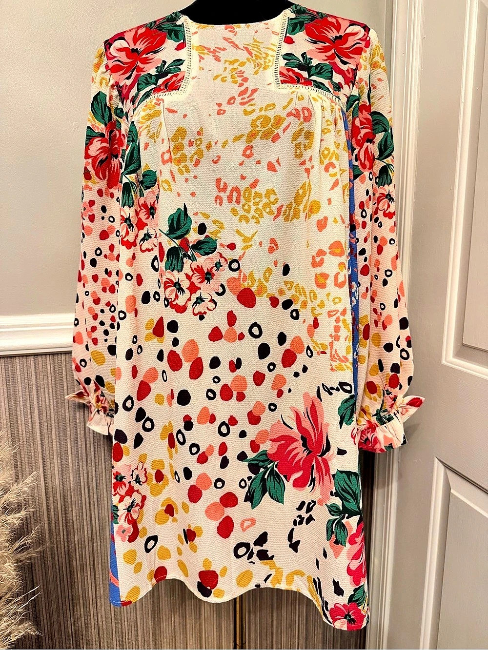 NWT Umgee Floral Mixed Print Boho Shift Dress Size Small